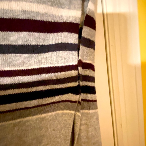 LOFT poncho style knit sweater, multicolor stripes, size M - Picture 2 of 3